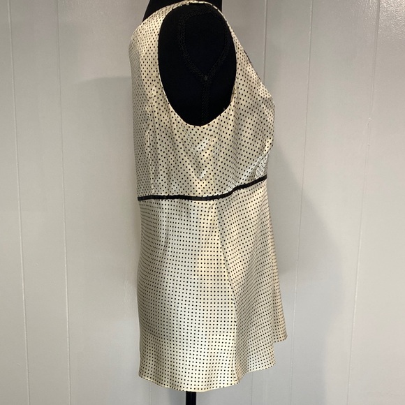 Nine West Camisole Tank Silk Lace Sequins Polka Dots Zipper Black Cream Size 8 - Picture 10 of 13